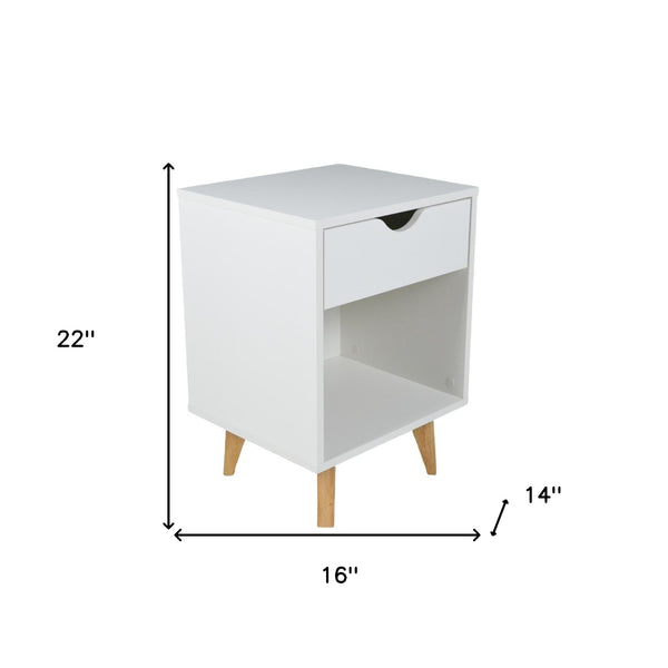 Homeroots 22" White One Drawer Nightstand   489236