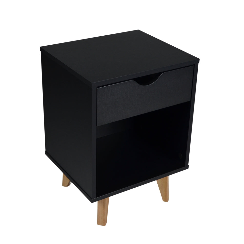 Homeroots 22" Black One Drawer Nightstand   489237