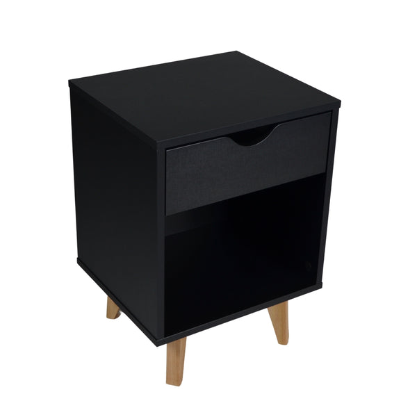 Homeroots 22" Black One Drawer Nightstand   489237