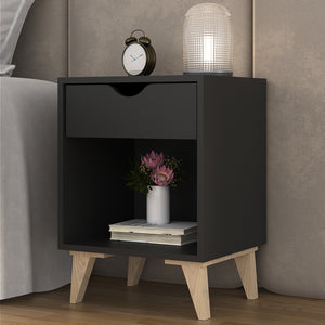 Homeroots 22" Black One Drawer Nightstand   489237