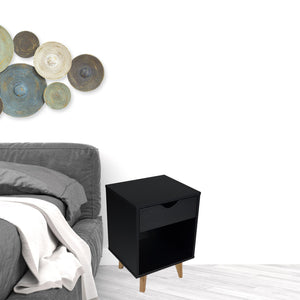 Homeroots 22" Black One Drawer Nightstand   489237
