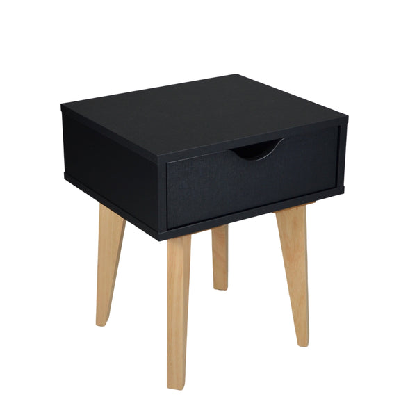 Homeroots 18" Black One Drawer Nightstand   489240