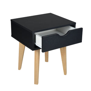 Homeroots 18" Black One Drawer Nightstand   489240