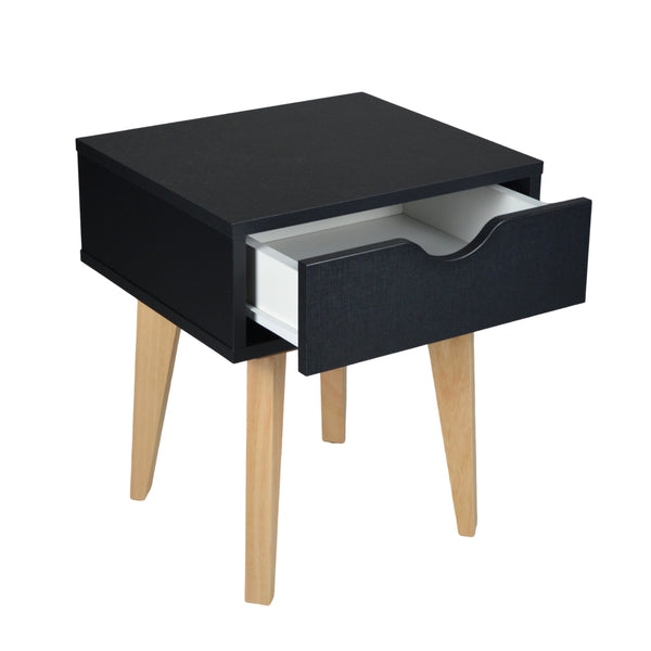 Homeroots 18" Black One Drawer Nightstand   489240