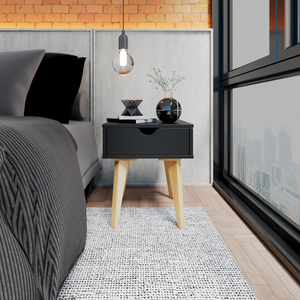 Homeroots 18" Black One Drawer Nightstand   489240