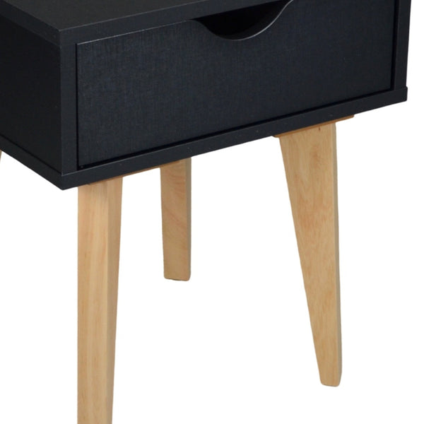 Homeroots 18" Black One Drawer Nightstand   489240
