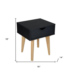 Homeroots 18" Black One Drawer Nightstand   489240