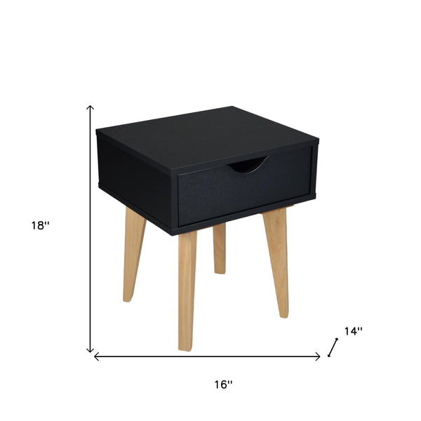 Homeroots 18" Black One Drawer Nightstand   489240