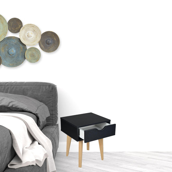 Homeroots 18" Black One Drawer Nightstand   489240