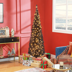 English Elm Homcom 5' Pre-Lit Slim Noble Fir Christmas Tree With 160 Warm White Leds - Ideal Space-Saving Decor W2225P249656