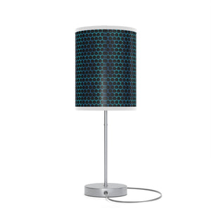 Homeroots 20" Silver Table Lamp With Black And Bright Honeycomb Cylinder Shade   489259