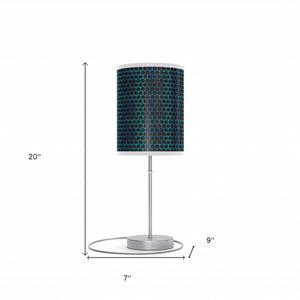 Homeroots 20" Silver Table Lamp With Black And Bright Honeycomb Cylinder Shade   489259