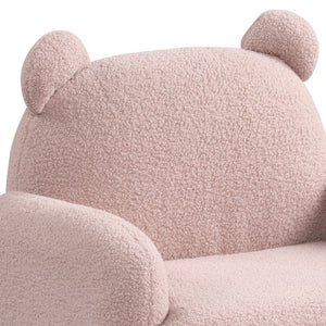 English Elm Rosella Bear Shaped Sherpa Kids Armchair with Sculpted Ears for Playroom Comfort Pink B2749P413208
