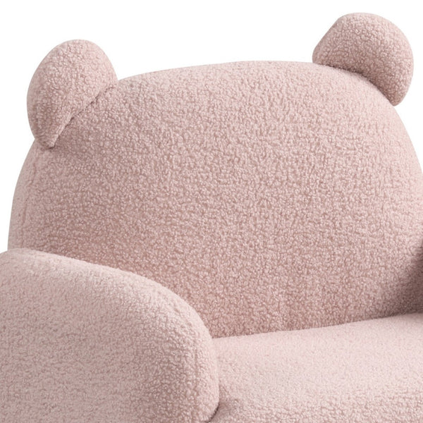 English Elm Rosella Bear Shaped Sherpa Kids Armchair with Sculpted Ears for Playroom Comfort Pink B2749P413208