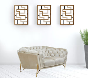 HomeRoots 69" Pearl Tufted Velvet Chesterfield Loveseat with Gold Accents – Glamorous Seating for Stylish Spaces 489284