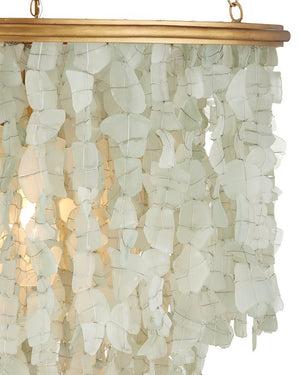 Currey & Company Verre De Mer Small Chandelier - Ocean-inspired Glass Lighting Fixture With Adjustable Height & Glow Gold Glass ,Wrought Iron 9000-1318-currey-company