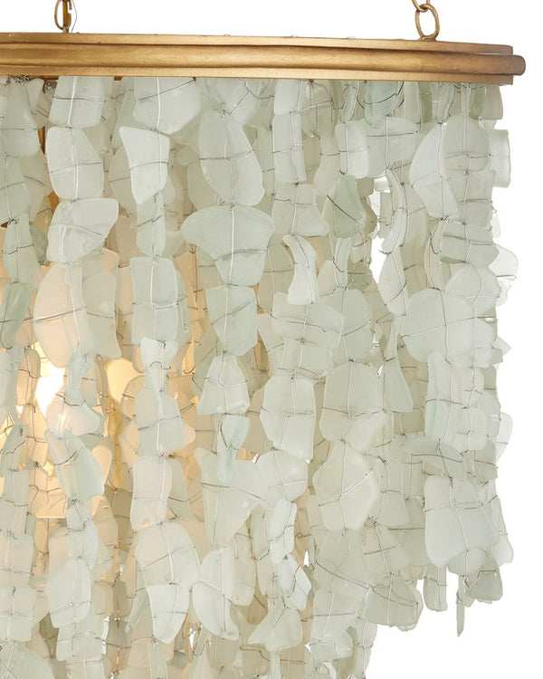 Currey & Company Verre De Mer Small Chandelier - Ocean-inspired Glass Lighting Fixture With Adjustable Height & Glow Gold Glass ,Wrought Iron 9000-1318-currey-company