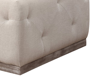 Homeroots 48" Ivory Velvet And Brown Tufted Cocktail Ottoman   489300