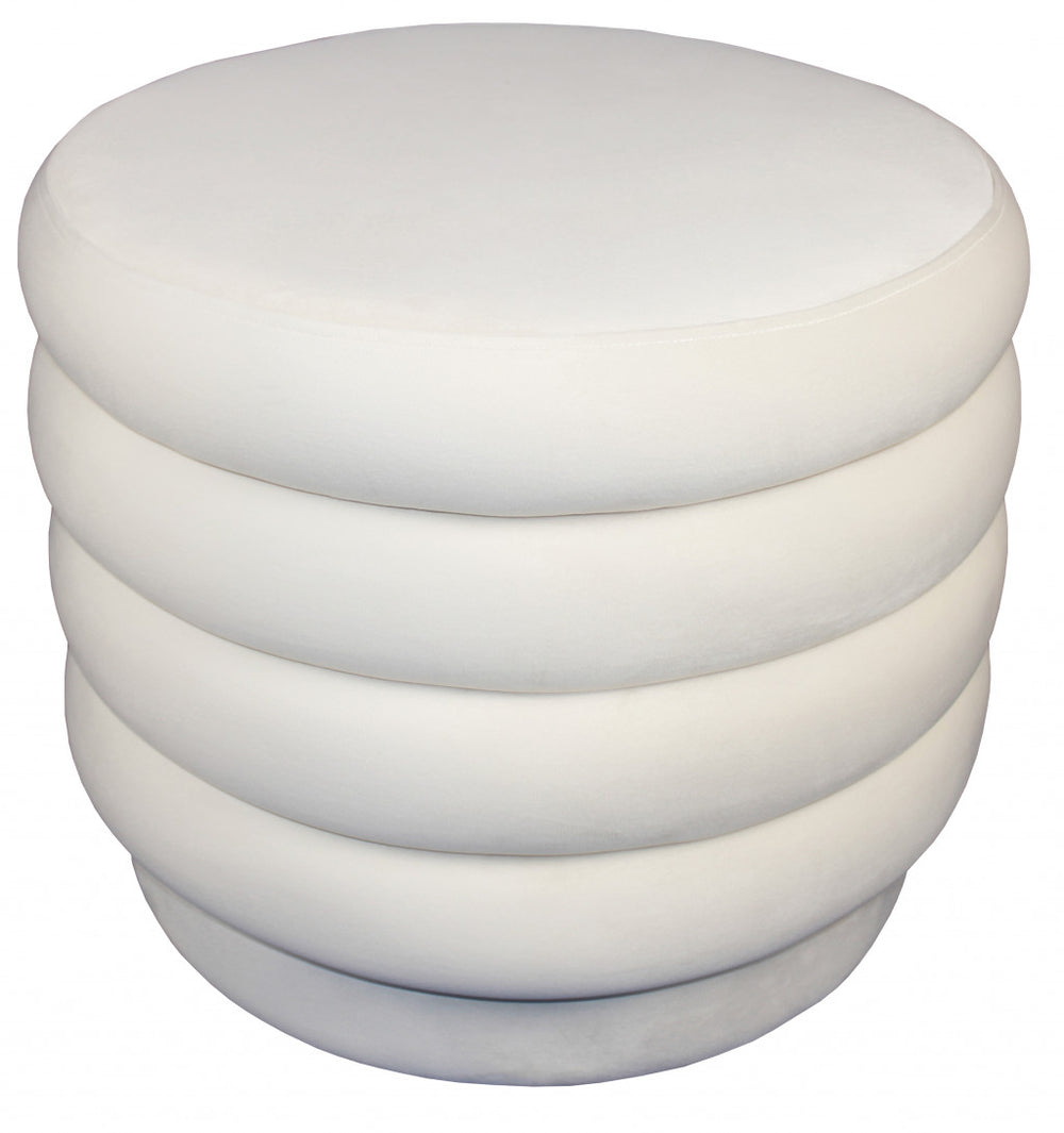Homeroots 21" White Velvet Tufted Round Cocktail Ottoman   489302