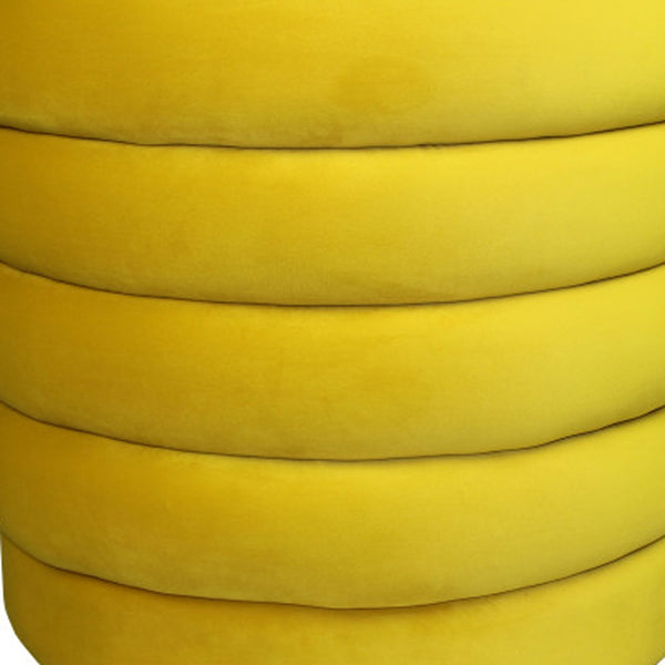 Homeroots 21" Yellow Velvet Tufted Round Cocktail Ottoman   489304