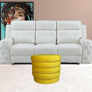 Homeroots 21" Yellow Velvet Tufted Round Cocktail Ottoman   489304