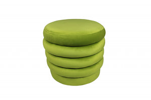Homeroots 21" Green Velvet Tufted Round Cocktail Ottoman   489305
