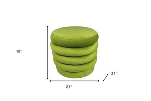 Homeroots 21" Green Velvet Tufted Round Cocktail Ottoman   489305
