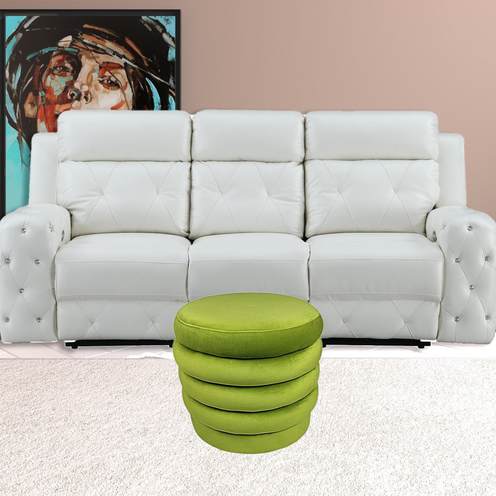 Homeroots 21" Green Velvet Tufted Round Cocktail Ottoman   489305