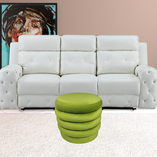 Homeroots 21" Green Velvet Tufted Round Cocktail Ottoman   489305
