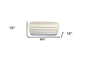 Homeroots 44" White Velvet Tufted Oval Ottoman   489307