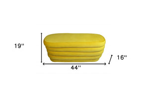 Homeroots 44" Yellow Velvet Tufted Oval Ottoman   489309