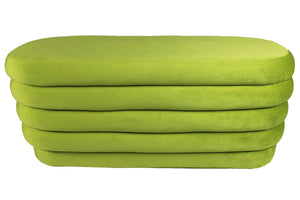 Homeroots 44" Green Velvet Tufted Oval Ottoman   489310