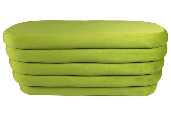Homeroots 44" Green Velvet Tufted Oval Ottoman   489310