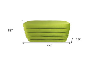 Homeroots 44" Green Velvet Tufted Oval Ottoman   489310