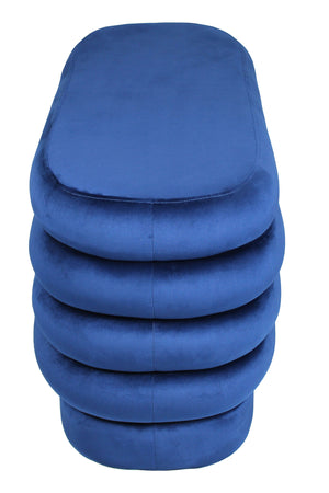 Homeroots 44" Blue Velvet Tufted Oval Ottoman   489311