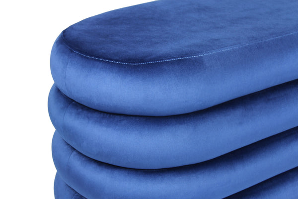 Homeroots 44" Blue Velvet Tufted Oval Ottoman   489311