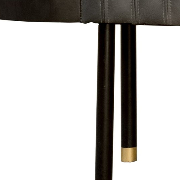 Homeroots 56" Dark Gray And Black Upholstered Genuine Leather Bench  Metal 489314