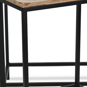 HomeRoots Set of Two Rustic Solid Wood and Steel Nested Tables for Chic Living Room & Entryway Décor 489317