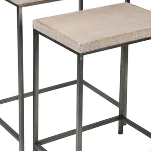 HomeRoots Set of Two 25" Modern Black and Brown Solid Wood Nested Tables for Stylish Space-Saving Solutions 489322