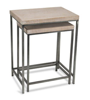 Homeroots Set Of Two 25" Black And Brown Solid Wood Nested Tables   489322