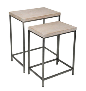 HomeRoots Set of Two 25" Modern Black and Brown Solid Wood Nested Tables for Stylish Space-Saving Solutions 489322