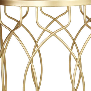 Homeroots Set Of Two 25" Gold Mirrored And Steel Round Nested Tables   489323