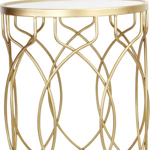 Homeroots Set Of Two 25" Gold Mirrored And Steel Round Nested Tables   489323