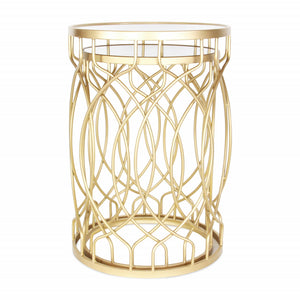 Homeroots Set Of Two 25" Gold Mirrored And Steel Round Nested Tables   489323