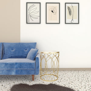 Homeroots Set Of Two 25" Gold Mirrored And Steel Round Nested Tables   489323