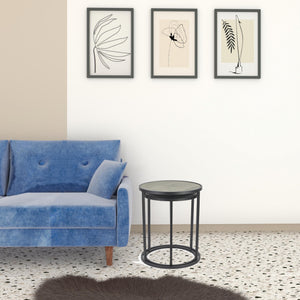 Homeroots Set Of Two 22" Dark Gray And Light Gray Solid Wood Round Nested Tables   489324