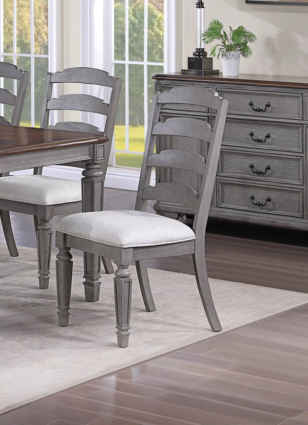 English Elm Light Grey Upholstered Ladder Back Dining Chairs Set of 2 — Comfortable Wooden Frame Side Seating, 19"x25"x40" B011P287307