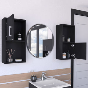 English Elm Wall Mounted Bathroom Medicine Cabinet Eak 24" H Black – Compact 4-Shelf Engineered Wood Storage, Sleek Design B097P199746