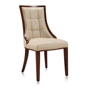 English Elm Fifth Avenue wood dining chair with walnut beech frame, plush stitched upholstery & velvet back, 300 lb capacity Cream B365P397806