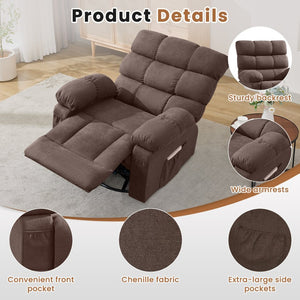 English Elm Swivel Rocker Recliner Ergonomic Glider Chair with Storage Pockets for Small Spaces Brown W1521P479285